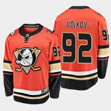 Men's Anaheim Ducks Alexander Volkov #92 Alternate 2021 Orange Jersey