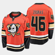 Men's Anaheim Ducks Trevor Zegras #46 Alternate 2021 Breakaway Orange Jersey