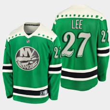 Men's New York Islanders Anders Lee #27 2021 St. Patrick's Day Green Jersey