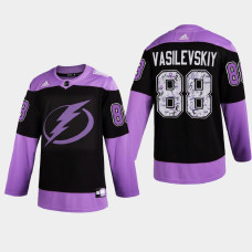 Tampa Bay Lightning Andrei Vasilevskiy 2021 Hockey Fights Cancer Night Purple Jersey