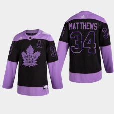 Toronto Maple Leafs Auston Matthews 2021 Hockey Fights Cancer Night Purple Jersey