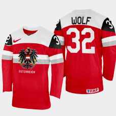 Bernd Wolf 2022 IIHF World Championship Austria Hockey Jersey Red #32 Uniform