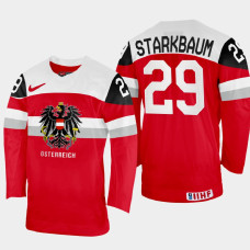 Bernhard Starkbaum 2022 IIHF World Championship Austria Hockey Jersey Red #29 Uniform