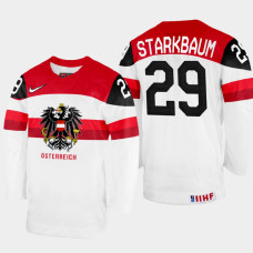 Bernhard Starkbaum 2022 IIHF World Championship Austria Hockey Jersey White #29 Uniform