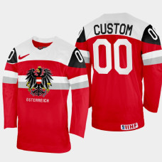 Custom 2022 IIHF World Championship Austria Hockey Jersey Red #00 Uniform