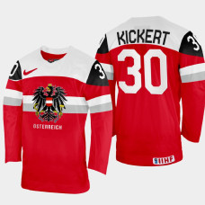 David Kickert 2022 IIHF World Championship Austria Hockey Jersey Red #30 Uniform