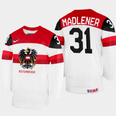 David Madlener 2022 IIHF World Championship Austria Hockey Jersey White #31 Uniform