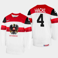 Dominic Hackl 2022 IIHF World Championship Austria Hockey Jersey White #4 Uniform