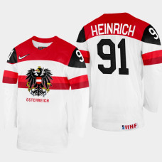 Dominique Heinrich 2022 IIHF World Championship Austria Hockey Jersey White #91 Uniform