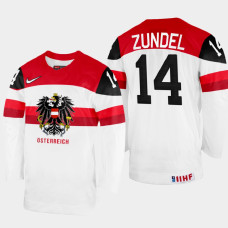 Kilian Zundel 2022 IIHF World Championship Austria Hockey Jersey White #14 Uniform