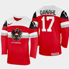 Manuel Ganahl 2022 IIHF World Championship Austria Hockey Jersey Red #17 Uniform