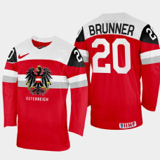 Nico Brunner 2022 IIHF World Championship Austria Hockey Jersey Red #20 Uniform