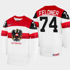 Nico Feldner 2022 IIHF World Championship Austria Hockey Jersey White #74 Uniform