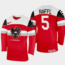 Thomas Raffl 2022 IIHF World Championship Austria Hockey Jersey Red #5 Uniform