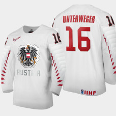 Men Austria Team Dominik Unterweger #16 2021 IIHF World Junior Championship Home White Jersey