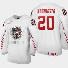 Men Austria Team Fabian Hochegger #20 2021 IIHF World Junior Championship Home White Jersey