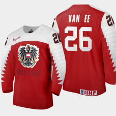 Men Austria Team Finn van Ee #26 2021 IIHF World Junior Championship Away Red Jersey