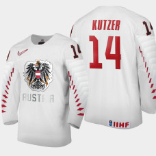 Men Austria Team Jonas Kutzer #14 2021 IIHF World Junior Championship Home White Jersey