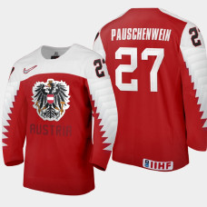 Men Austria Team Julian Pauschenwein #27 2021 IIHF World Junior Championship Away Red Jersey