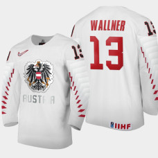 Men Austria Team Leon Wallner #13 2021 IIHF World Junior Championship Home White Jersey