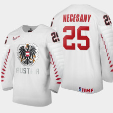 Men Austria Team Lukas Necesany #25 2021 IIHF World Junior Championship Home White Jersey