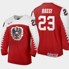 Men Austria Team Marco Rossi #23 2021 IIHF World Junior Championship Away Red Jersey