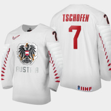 Men Austria Team Marlon Tschofen #7 2021 IIHF World Junior Championship Home White Jersey