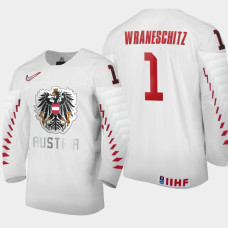 Men Austria Team Sebastian Wraneschitz #1 2021 IIHF World Junior Championship Home White Jersey