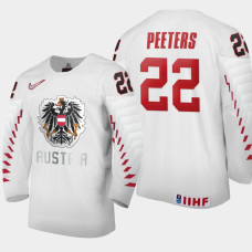 Men Austria Team Senna Peeters #22 2021 IIHF World Junior Championship Home White Jersey