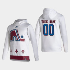 Men's Colorado Avalanche Custom #00 2021 Reverse Retro Authentic Pullover Special Edition White Hoodie