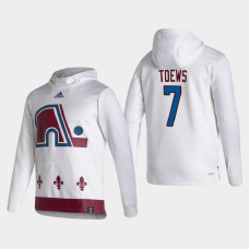 Men's Colorado Avalanche Devon Toews #7 2021 Reverse Retro Authentic Pullover Special Edition White Hoodie