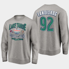 Men's Colorado Avalanche Gabriel Landeskog #92 Gray 2021 Tahoe Outdoors vs Golden Knights Matchup Sweatshirt