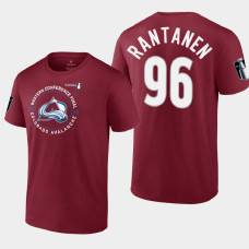 Mikko Rantanen Colorado Avalanche 2022 Stanley Cup Playoffs Burgundy Western Finals Tee #96