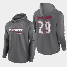 Men's Colorado Avalanche Nathan MacKinnon #29 2021 Stanley Cup Playoffs Authentic Pro Gray Hoody