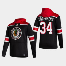 Men's Chicago Blackhawks Carl Soderberg #34 2021 Reverse Retro Authentic Pullover Special Edition Black Hoodie