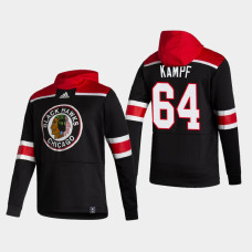 Men's Chicago Blackhawks David Kampf #64 2021 Reverse Retro Authentic Pullover Black Hoodie