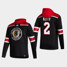 Men's Chicago Blackhawks Duncan Keith #2 2021 Reverse Retro Authentic Pullover Black Hoodie