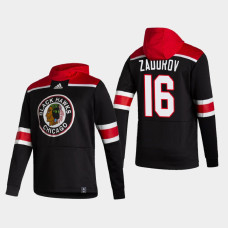 Men's Chicago Blackhawks Nikita Zadorov #16 2021 Reverse Retro Authentic Pullover Black Hoodie