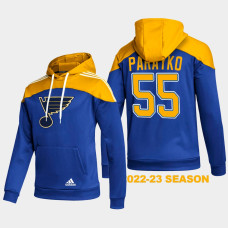 St. Louis Blues #55 Colton Parayko 2022-23 Stylish Blue Hoodie AEROREADY Pullover