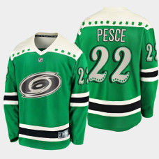 Men's Carolina Hurricanes Brett Pesce #22 2021 St. Patrick's Day Green Jersey