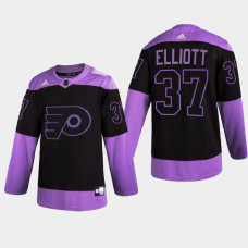 Philadelphia Flyers Brian Elliott 2021 Hockey Fights Cancer Night Purple Jersey