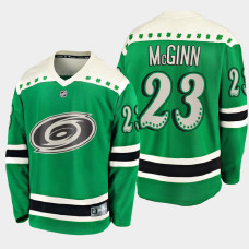 Men's Carolina Hurricanes Brock McGinn #23 2021 St. Patrick's Day Green Jersey