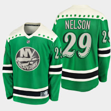 Men's New York Islanders Brock Nelson #29 2021 St. Patrick's Day Green Jersey