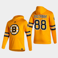 Men's Boston Bruins David Pastrnak #88 2021 Reverse Retro Authentic Pullover Special Edition Gold Hoodie