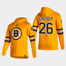 Men's Boston Bruins Par Lindholm #26 2021 Reverse Retro Authentic Pullover Special Edition Gold Hoodie