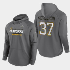 Men's Boston Bruins Patrice Bergeron #37 2021 Stanley Cup Playoffs Authentic Pro Gray Hoody