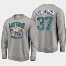 Men's Boston Bruins Patrice Bergeron #37 Gray 2021 Tahoe Outdoors vs Flyers Matchup Sweatshirt