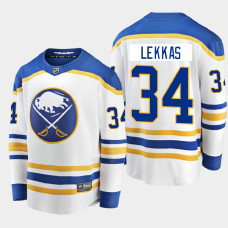 Men's Buffalo Sabres Stefanos Lekkas #34 Away 2021 White Jersey