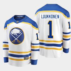 Men's Buffalo Sabres Ukko-Pekka Luukkonen #1 Away 2021 White Jersey