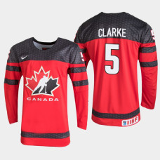 Men's Canada Brandt Clarke #5 2021 IIHF U18 World Championship Red Jersey